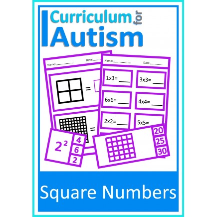 Square Numbers Clip Cards and Worksheets